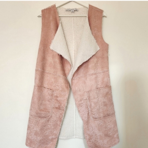 HYFVE  sherpa coat vest pink and white size S - Picture 1 of 8